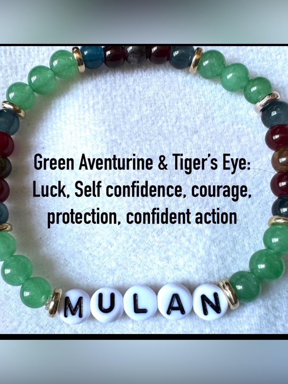 Personalized Green Aventurine Beaded Bracelet with Name Beads